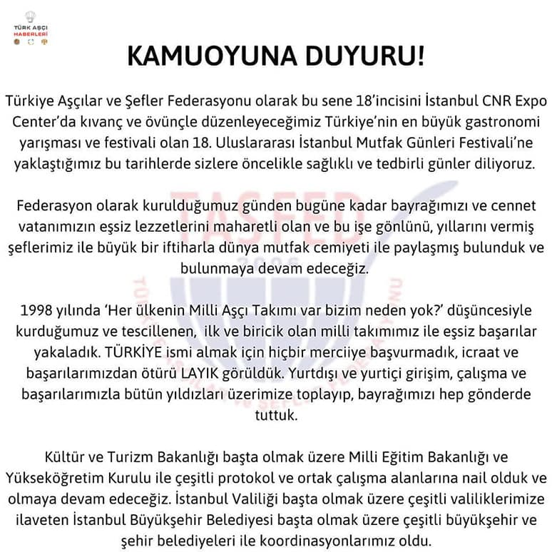 Kamuoyuna Duyuru "Taşfed"